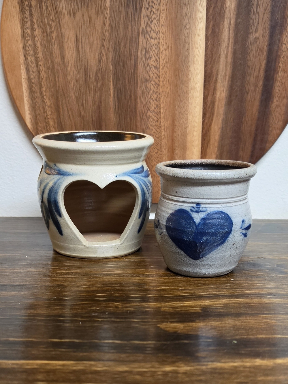 Vintage Ceramic Heart Candle Holder and Small Pot